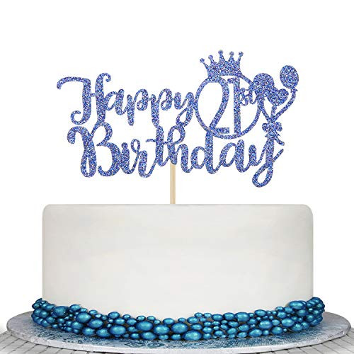 Blue Glitter Happy 21st Birthday Cake Topper  Cheers To 21 Years Cake Decor  21st Birthday Party Decorations Blue Glitter Happy 21st Birthday Cake Topper  Cheers To 21 Years Cake Decor  21st Birthday Party Decorations