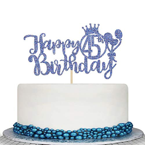 Blue Glitter Happy 45th Birthday Cake Topper Cheers To 45 Years Cake Decor 45th Birthday Party Decorations Blue Glitter Happy 45th Birthday Cake Topper Cheers To 45 Years Cake Decor 45th Birthday Party Decorations