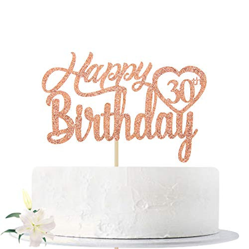Rose Gold Glitter Happy 30th Birthday Cake Topper Hello 30 Cheers to 30 Years Old 30 Years Old Party Supplies Decoration