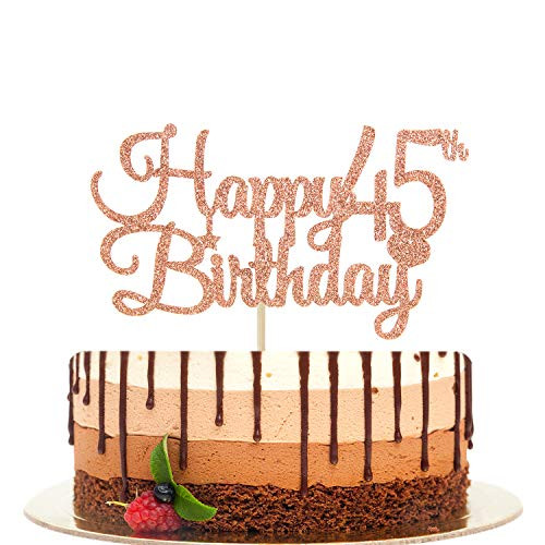 Happy 45th Birthday Rose Gold Glitter Cake Topper Cheers to 45 Years Old 45th AnniversaryBirthday Party Decoration Supplies Happy 45th Birthday Rose Gold Glitter Cake Topper Cheers to 45 Years Old 45th AnniversaryBirthday Party Decoration Supplies