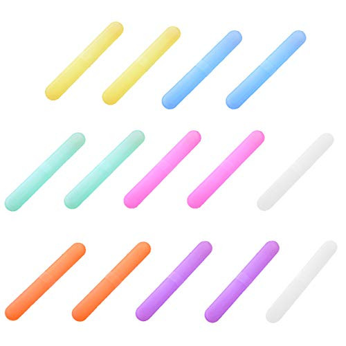 14 Pcs Travel Toothbrush Holder Portable Plastic Toothbrush Case Toothbrush Container Tooth brush Storage Box for Travel Home Camping Outdoor Business Seven colors