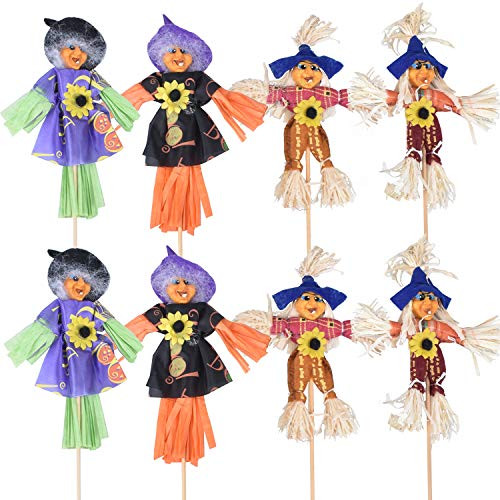 8 Pieces Halloween Fall Harvest Scarecrow Decor Thanksgiving Scarecrow Decoration Fall Decorations for Garden Home Yard Porch Party Decor Witch