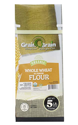 GRAIN BRAIN Organic Whole Wheat All Purpose Flour No Bleaching No Potassium Bromate 5 Pound