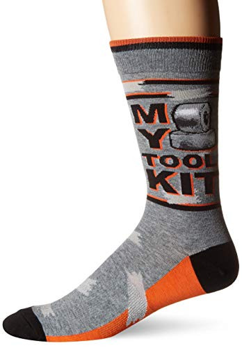 K Bell Mens Play On Words Novelty Crew Socks Gray Tool Kit Shoe Size 612