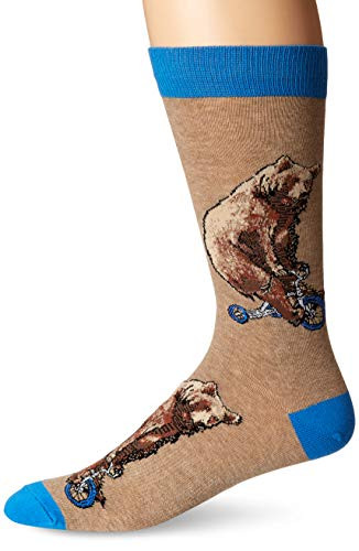 K Bell Mens Pop Culture Slapstick Fun Novelty Crew Socks Brown bear on a Roll Shoe Size 612