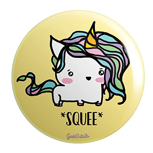 Geek Details Unicorn Themed 225 Pinback Button Squee Chibi