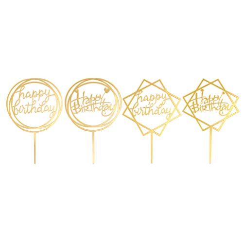 TOYANDONA 6 Pieces Happy Birthday Cake Topper Acrylic Glitter Cupcake Topper Birthday Cake Decoration Supplies