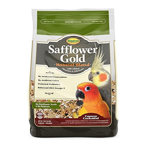 Higgins Safflower Gold Natural Food Mix for Conures  Cockatiels 3lbs