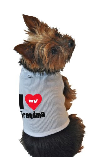 Ruff Ruff and Meow Dog Tank Top I Love My Grandma White Large