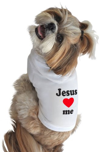 Ruff Ruff and Meow Dog Hoodie Jesus Loves Me White Large