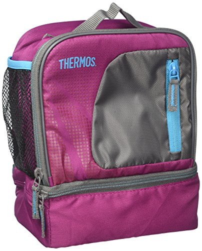 Thermos Insulated Lunch Bag Cooler, Dual Compartment Lunch Kit with Mesh/front Pocket (Magnetta and Gray)