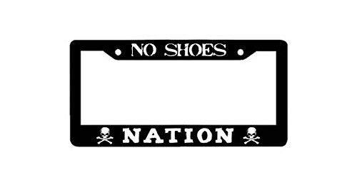 ClustersNN Bhartia No Shoes Nation Chrome License Plate Frame Stainless Metal Tag Holder 12" X 6"