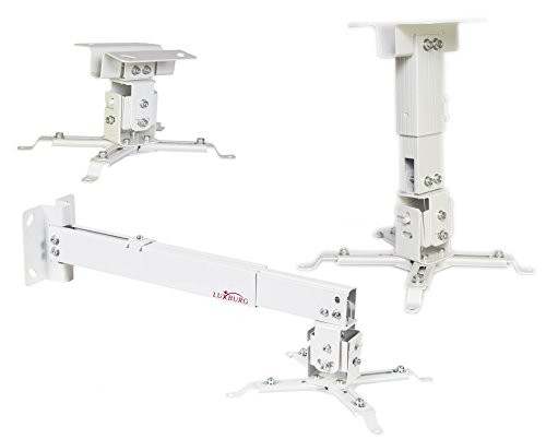 Luxburg Universal Wall/Ceiling Aluminium Projector Mounting Bracket Kit 43-65 cm Holds 15kg 30 Degrees White