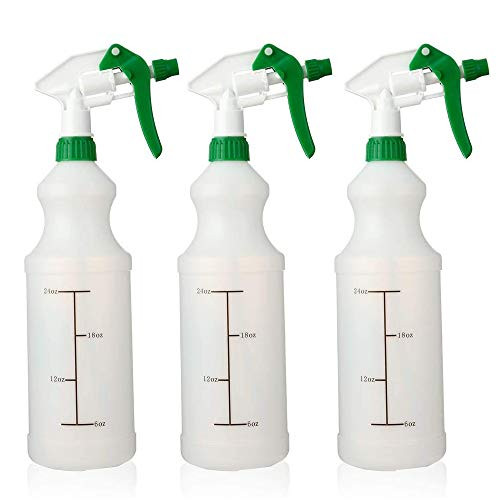 CARCAREZ 32 oz Plastic Spray Bottles with Adjustable Head Sprayer Pack of 3
