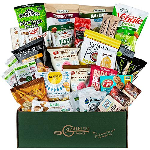 HEALTHY SNACKS CARE PACKAGE 32 Count Plantbased Gluten Free Dairy Free NonGMO Cookies Bars Chips Puffs Fruit  Nuts Gluten Free VEGAN College Care Package by Snack Attack