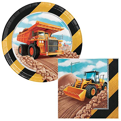 Big Dig Construction Zone Dessert Plates  Napkins Party Kit for 8
