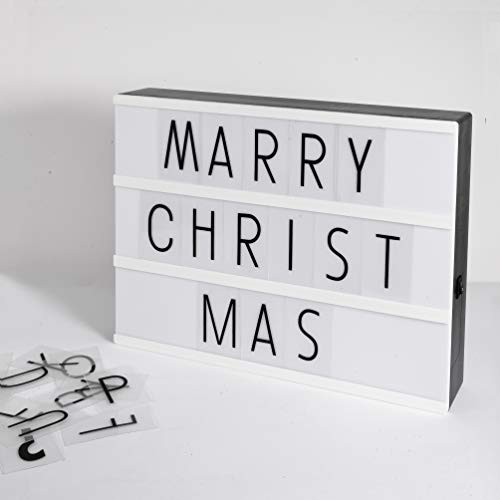 InaRock Cinema Light Box Letter Light Box Create DIY Marquee Signs A4 Size Cinematic LED Light Box with 255 Letters Numbers Symbols 6 AA Batteries LED Marquee Letterbox