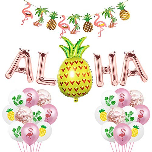 Hawaiian Aloha Party Decorations Rose Gold Aloha Balloons Aloha Flamingo Pineapple Palm Tree Leaves Banner Tiki Tropical Luau Theme Summer Beach Pool Party Supplies Hawaiian Aloha Party Decorations Rose Gold Aloha Balloons Aloha Flamingo Pineapple Palm Tree Leaves Banner Tiki Tropical Luau Theme Summer Beach Pool Party Supplies
