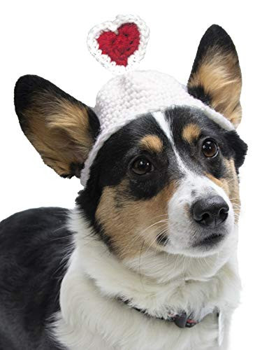 Coomour Funny Heart Dog Hats Handmade Dog Valentines Day Costumes Crochet Cute Dog Wig Cap Accessory for Dogs Cats Pets L