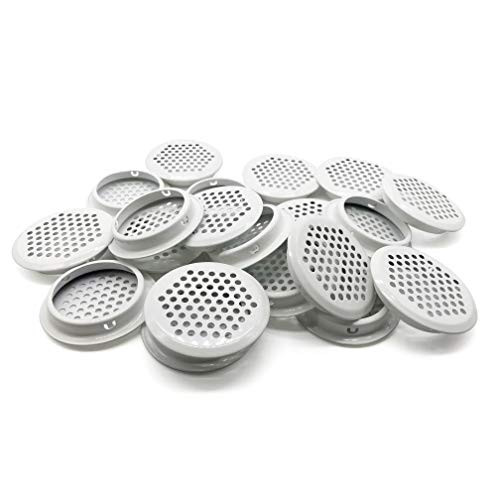 20Pcs Air Vents 53mm Circular Soffit Vent Stainless Steel Round Vent Mesh Hole Louver for Kitchen Bathroom Cabinet Wardrobe White