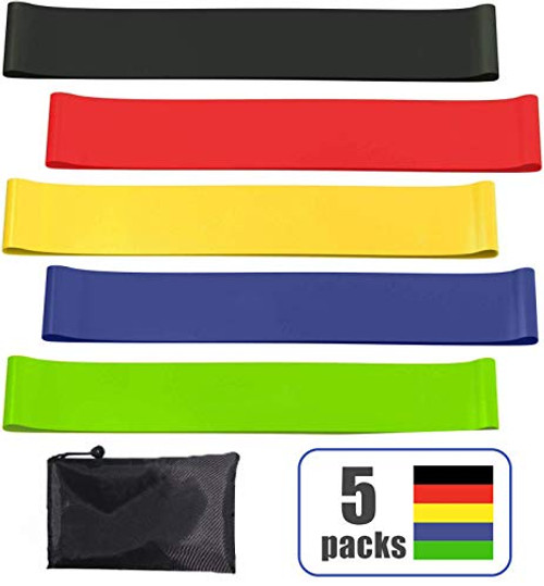 Resistance Loop Bands Resistance Exercise Bands for Fitness Set of 5 Full Body Workout Bands for Stretching Strength Training Physical Therapy Natural Latex Exercise Bands Pilates Flexbands