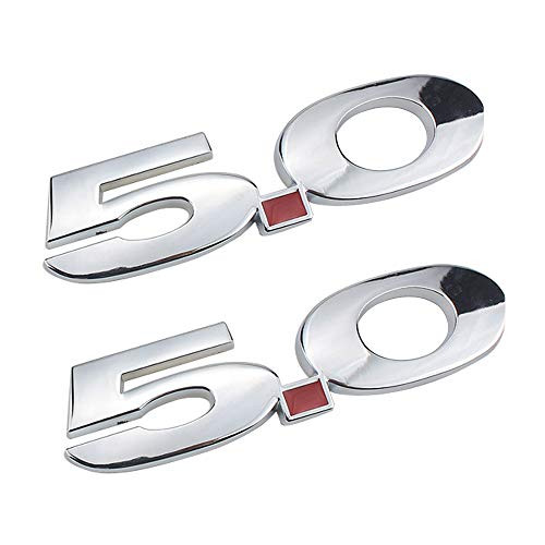 2 Pcs 50 Emblem 3D Fender Badge Decals Replacement for Ford Mustang MetalWhite