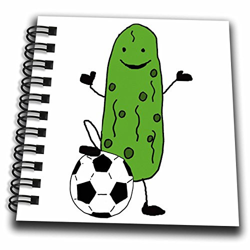 3dRose db_264031_3 Funny Cute Pickle Playing Soccer Sports Cartoon Mini Notepad, 4" x 4"