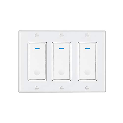 Esmlfe WiFi Smart Light Switch 3 Gang?NOT 3Way?Smart WiFi Light Switch Tuya App Compatible with Alexa Google Home and IFTTT with Remote Control and Timer No Hub Required?Neutral Wire Required