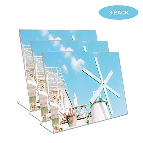 TOPHCH Acrylic Sign Holder  11 x 85 inches Slant Back Designed Display Stand  Clear Plastic Acrylic Table Top Sign Holder for Ads Picture Frames Office Home Stores Restaurant  3 Pack