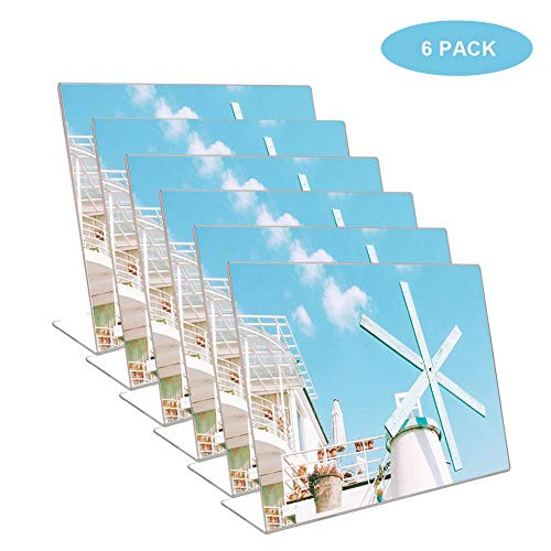 TOPHCH Acrylic Sign Holder  11 x 85 inches Slant Back Designed Display Stand  Clear Plastic Acrylic Table Top Sign Holder for Ads Picture Frames Office Home Stores Restaurant  6 Pack