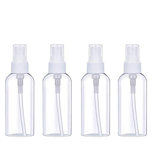 Crostice 17oz Spray Bottles 50ml Refillable Mist Sprayer Clear Plastic Bottles Makeup Cosmetic Atomizers Empty Small Container for Essential Oils Travel Perfumes 4 Packs