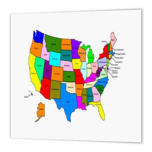 3dRose ht_80586_2 Colorful Map of The United States for Kids-Iron on Heat Transfer for Material, 6 by 6-Inch, White