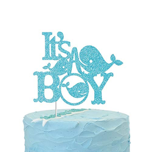 Whale Its a Boy Cake Topper Nautical Ocean Gender Reveal Baby Shower Party DecorationsAhoy Boy Hello Baby Cake Decor