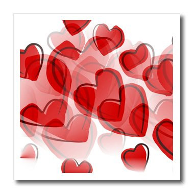 3dRose Love Red Hearts-Lovable Art-Valentines Day-Iron on Heat Transfer, 8 by 8", for White Material (ht_50606_1)