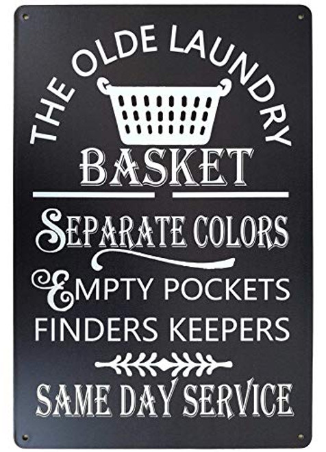 PXIYOU The Olde Laundry Basket Vintage Metal Sign Home Bathroom Laundry Room Wash Room Signs Country Home Decor 8X12Inch