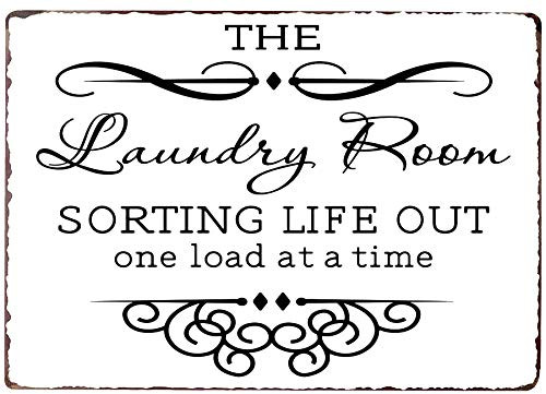 PXIYOU The Laundry Room Sorting Life Out One Load at a Time Vintage Metal Sign Home Bathroom Wash Room Signs Country Home Decor 8X12Inch