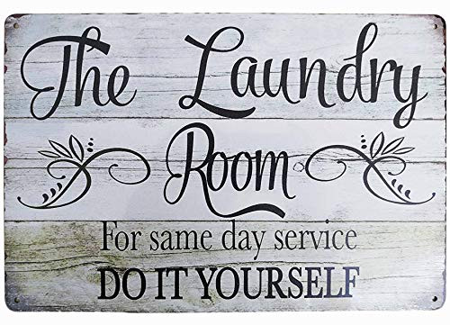 PXIYOU The Laundry Room for Same Day Serveice Vintage Distressed Look Metal Sign Home Bathroom Wash Room Signs Country Home Decor 8X12Inch