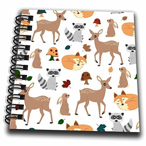 3D Rose Woodland Animals Pattern Fawn Fox Raccoon Rabbit