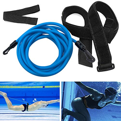 Kenoucle Swim Training Belts Swim Bungee Cords Resistance Bands Swim Tether Stationary Swimming Swim Harness Static Swimming Belt Blue 6mm10mm3m