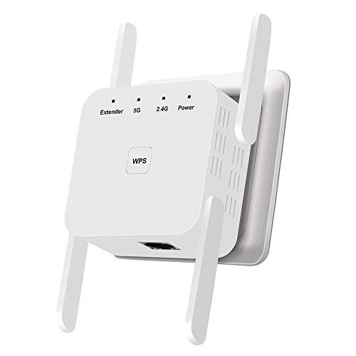 WiFi Extender Signal Booster for Home Covers Up to 2400 Sqft 1200Mbps WiFi Repeater 24  5GHz Dual Band with WPS and Ethernet Port Wall Plug WiFi Range Extender 4 Antenna