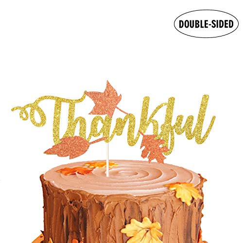 Thankful Thanksgiving Cake Topper Thanks Giving Sign Table Centerpiece Give Thanks Dinner Decor Party Pie Topper Friendsgiving Decorations