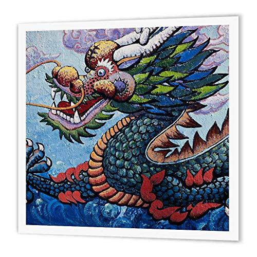 3dRose USA California, San Francisco, Dragon Mural Iron on Heat Transfer for White Material, 8 by 8"