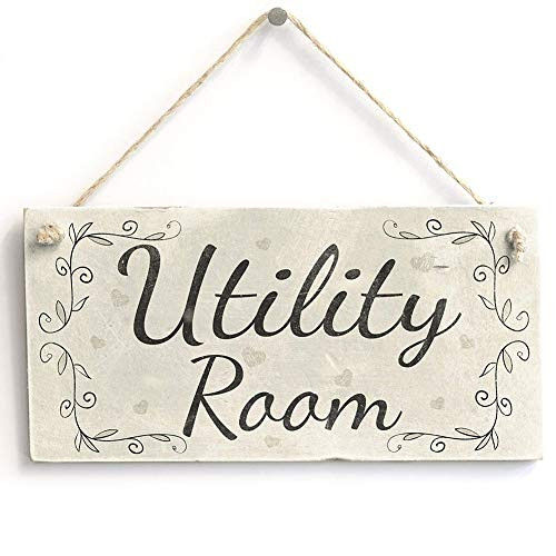 na Utility Room  French Shabby Chic Home Decor Door SignPlaque 10x5 inch