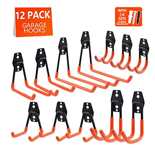 Garage Hooks 12Pack Garage Storage Hooks Hangers Heavy Duty Wall Mount Garage Organizer Tool Storage for ladders Bike Hoses and More Equipment Orange Garage Hooks 12Pack Garage Storage Hooks Hangers Heavy Duty Wall Mount Garage Organizer Tool Storage for ladders Bike Hoses and More Equipment Orange