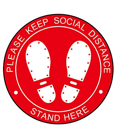 Social Distancing Floor Decal Stickers  20 Pack  12 Stand Floor Decal  Wait Here Sign Safety Distance of 6 Feet Sticker Markers for Crowd Control Guidance Grocery Pharmacy Bank and Lab
