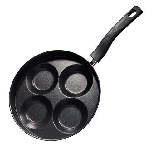 Keadeso Egg Frying Pan 4 Cup Mold 95 NonStick Iron Egg Cooker Rings Round Omelet Burger Pancake Pan Gas Stove and Induction Hob Compatible for Breakfast Home Cooking
