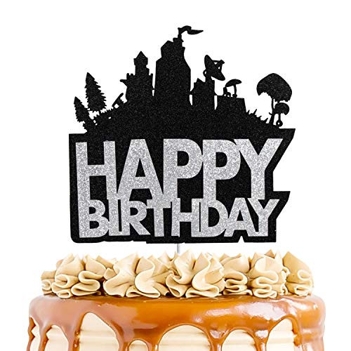 Glitter Video Game Happy Birthday Cake Topper Gamer Birthday Party Decoration Video Game Theme Birthday Party Favor