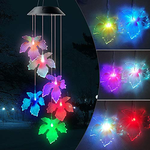 JOBOSI Maple Leaves Wind Chimes Solar Wind Chimes Lights Garden Decor Garden Gifts Gifts for mom Gifts for Family Grandma JOBOSI Maple Leaves Wind Chimes Solar Wind Chimes Lights Garden Decor Garden Gifts Gifts for mom Gifts for Family Grandma
