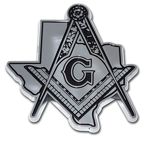 Elektroplate Masonic Square and Compasses Texas Chrome Auto Emblem Elektroplate Masonic Square and Compasses Texas Chrome Auto Emblem
