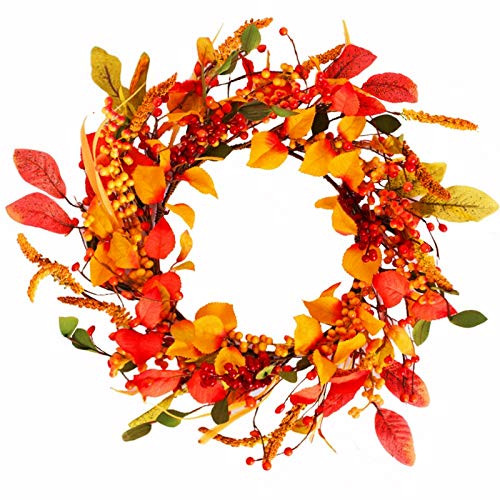 YFZYMM 20 inch Artificial Fall Wreath Door Wreath Autumn Wreath Berry Wreath Fall Decorations YFZYMM 20 inch Artificial Fall Wreath Door Wreath Autumn Wreath Berry Wreath Fall Decorations